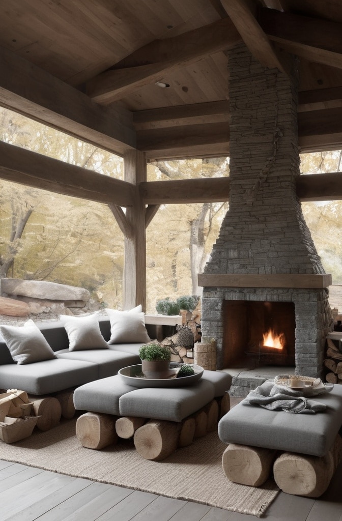 Stone Grey with Natural Wood Integration