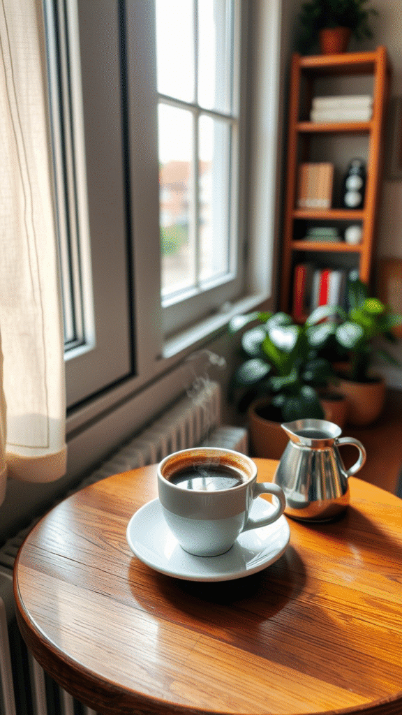 A small table and the best coffee