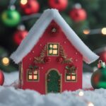 House with Green and Red Christmas Lights