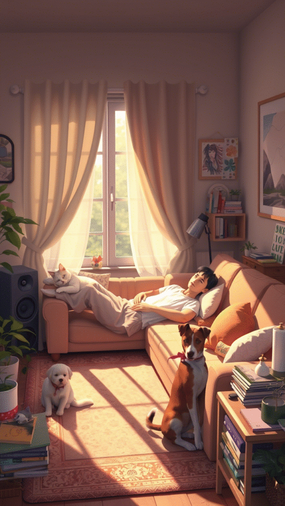 Music. Animals. Sunlight
