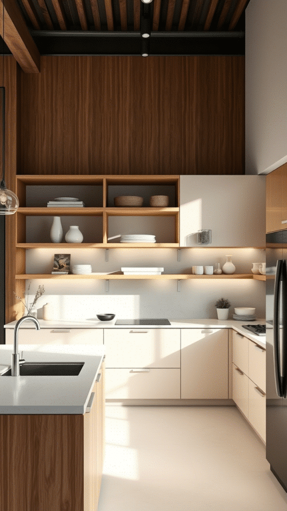 Open Shelving in a Seamless Kitchen