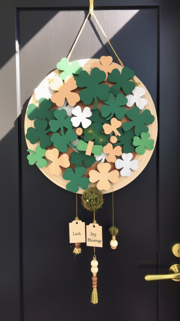 Wooden Shamrock Wreath