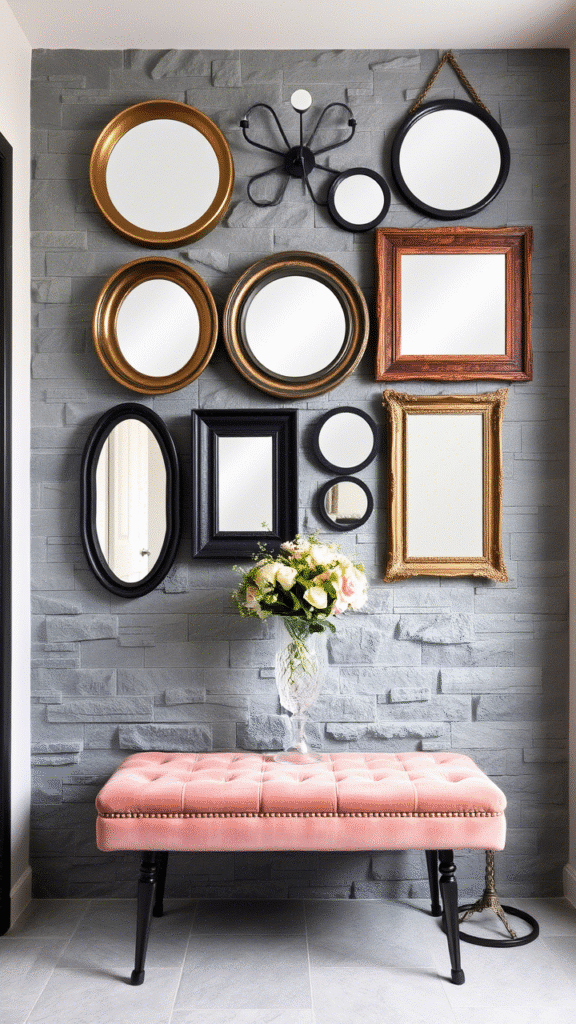 Stone Wall with Mirrors