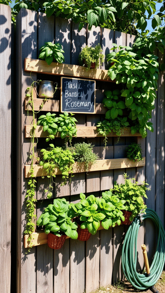 Vertical Pallet Garden for Herbs