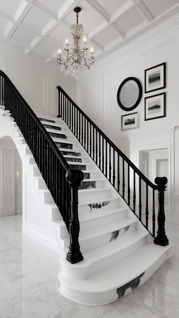 All White Stairs with Jet Black Spindles