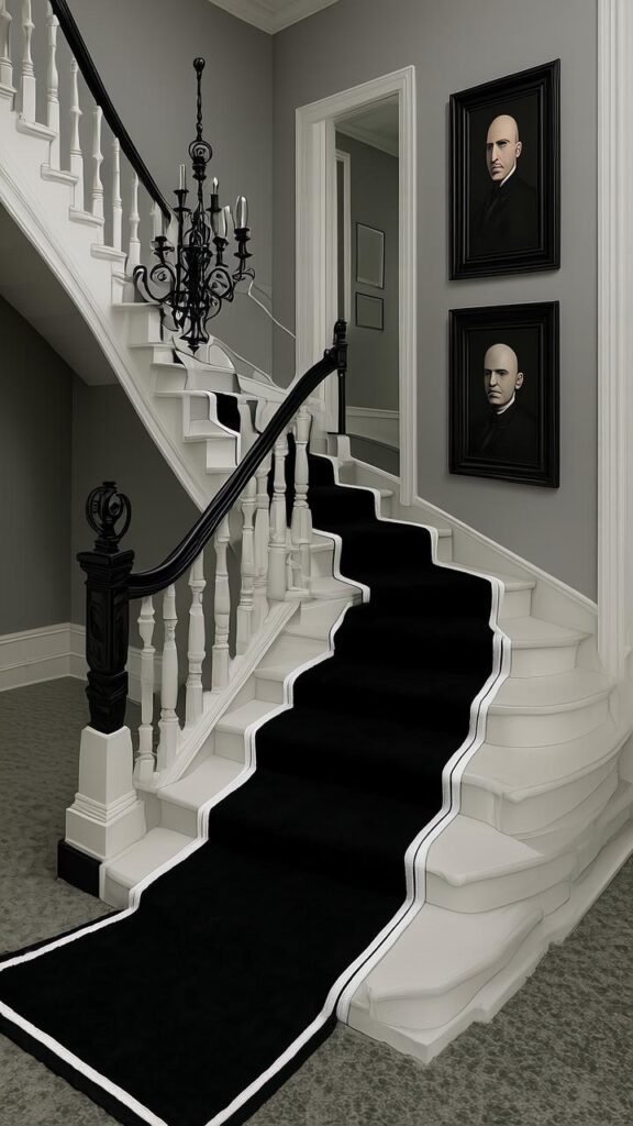 Black Carpet Runner with White Edges