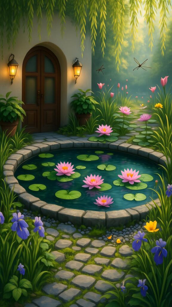 Round Pond With Water Lilies