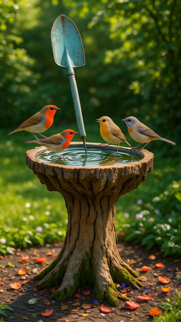 Shovel Bird Bath