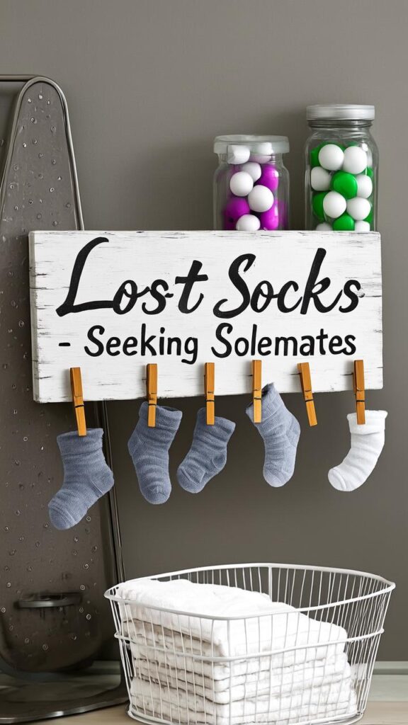 Laundry Room Lost Sock Board