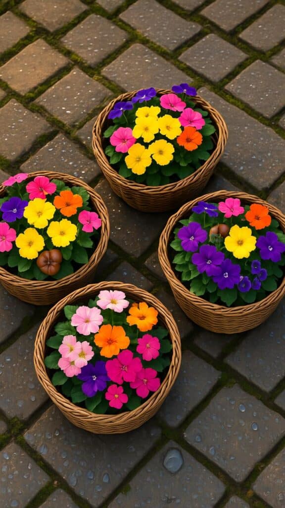 Woven Twig Basket Planters