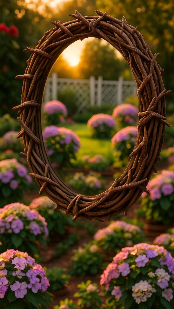 Framed Twig Mirrors for Outdoors