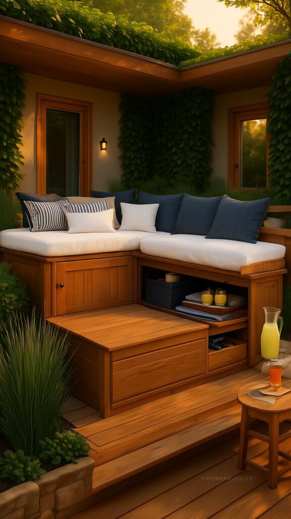 Wrap-Around Bench Seating with Hidden Storage