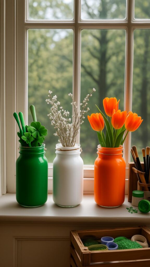 Irish Flag Mason Jars