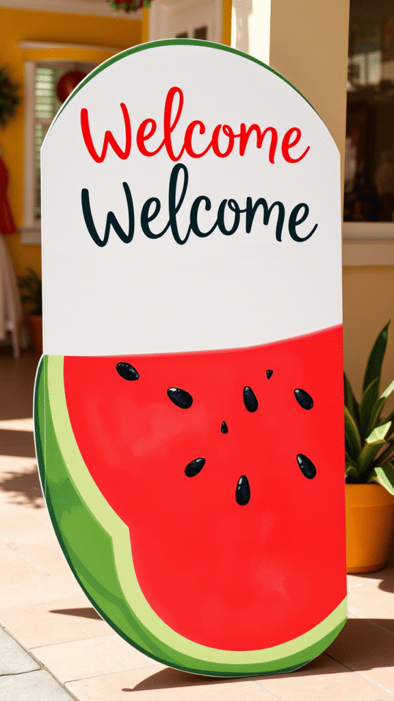 Watermelon Slice Welcome Sign
