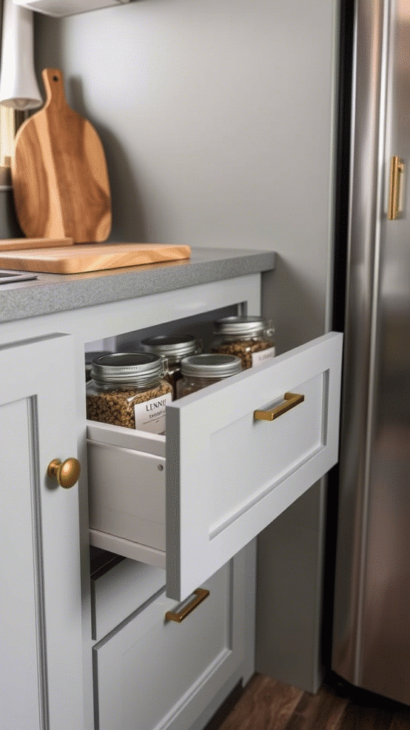  Use a Slide-Out Pantry or Hidden Storage Hacks