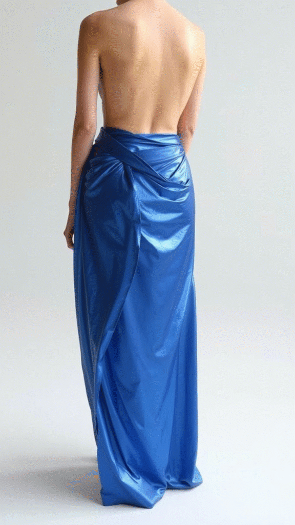 Blue Metallic Wrap Skirt