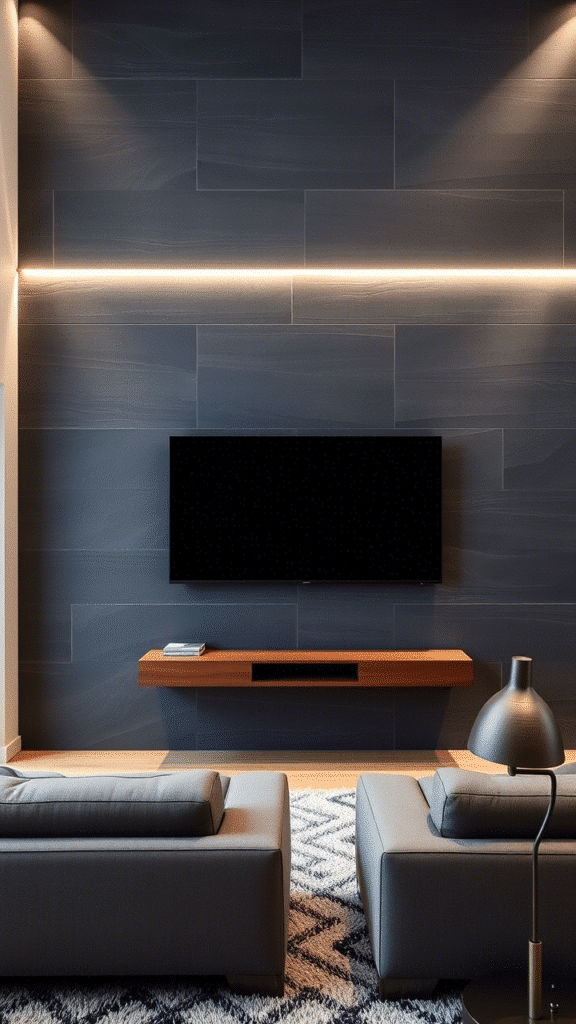 Stone Wall with a TV Mount