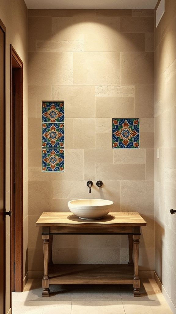 Stone Wall with Tiled Insets