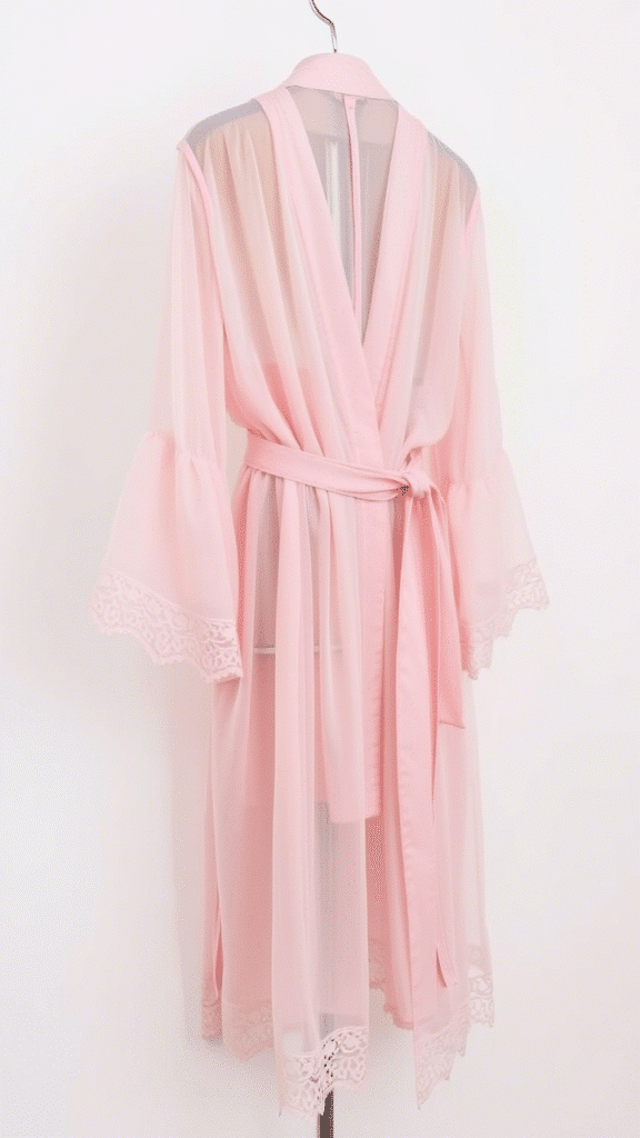 Ice Pink Sheer Robe with Bell Sleeves