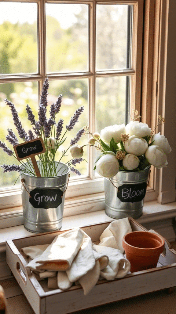 Galvanized Bucket Planters