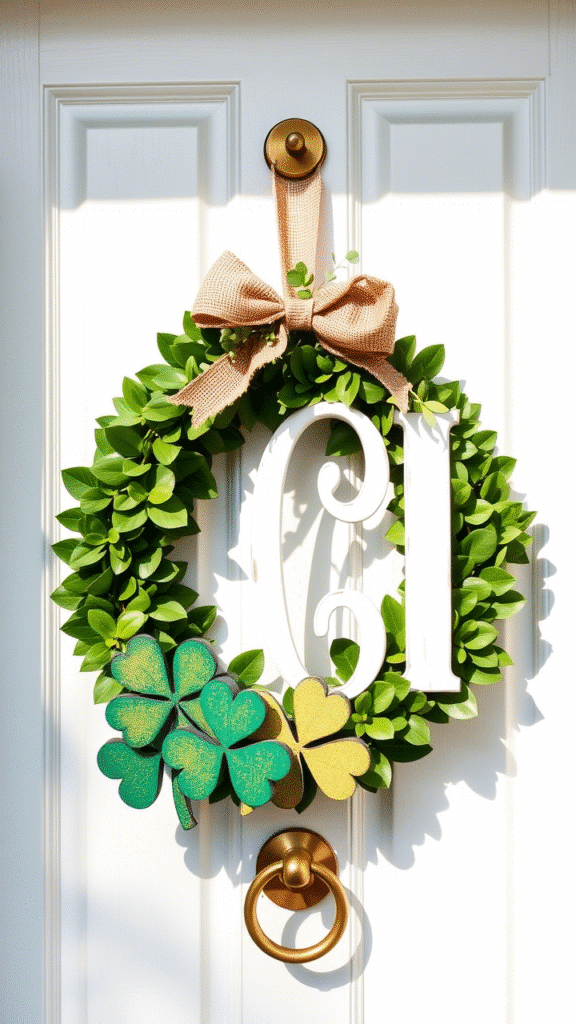 Monogrammed Shamrock Wreath