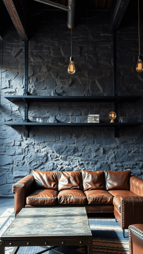 Stone Wall with Metal Elements