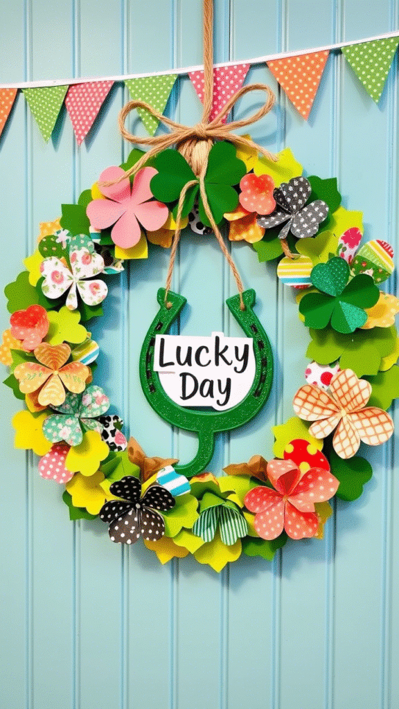 Wooden Shamrock Wreath
