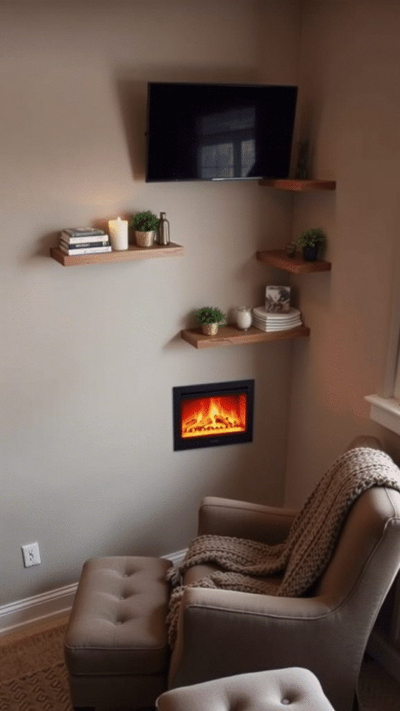 Corner Fireplace & TV