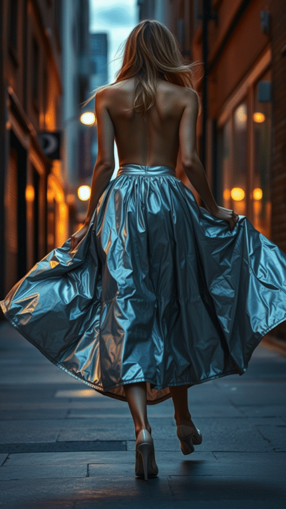 Crumpled Silver Midi