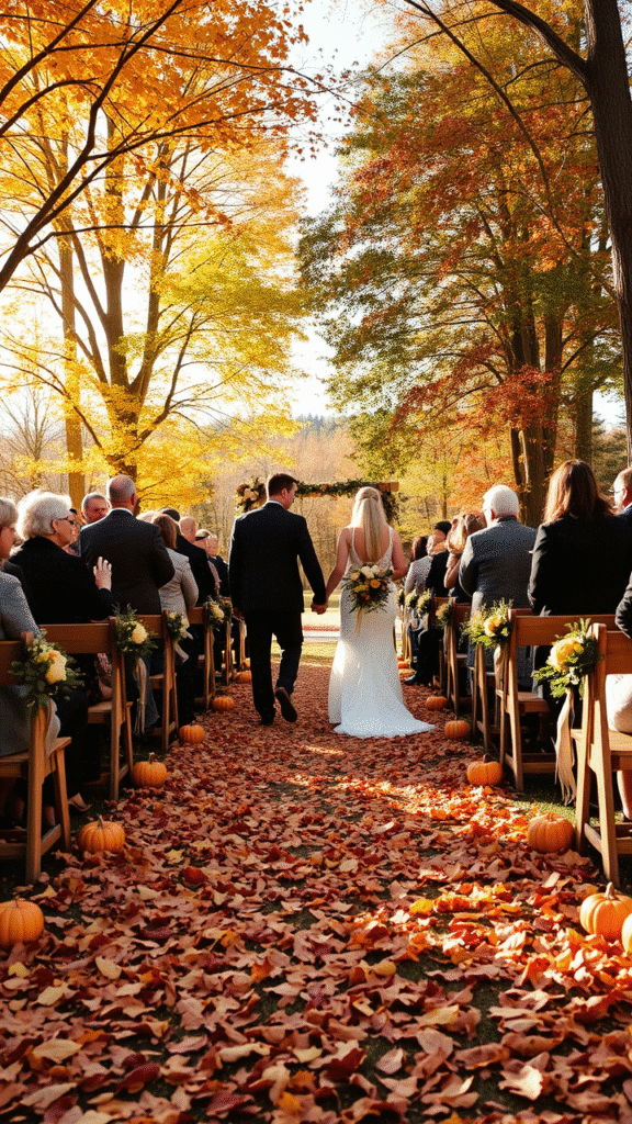 Leaf-Strewn Ceremony Aisle? Yes, Please