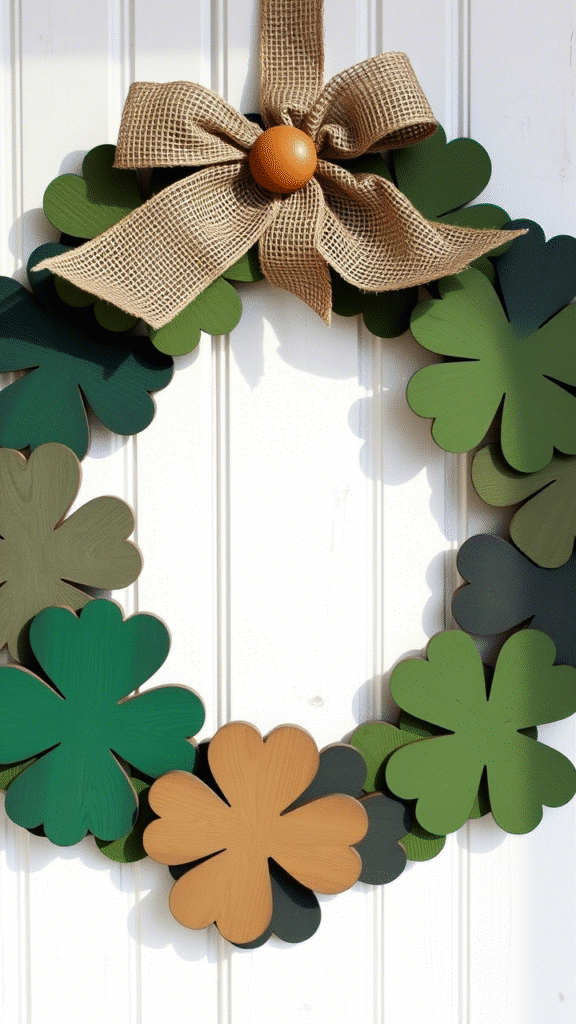 Wooden Shamrock Wreath