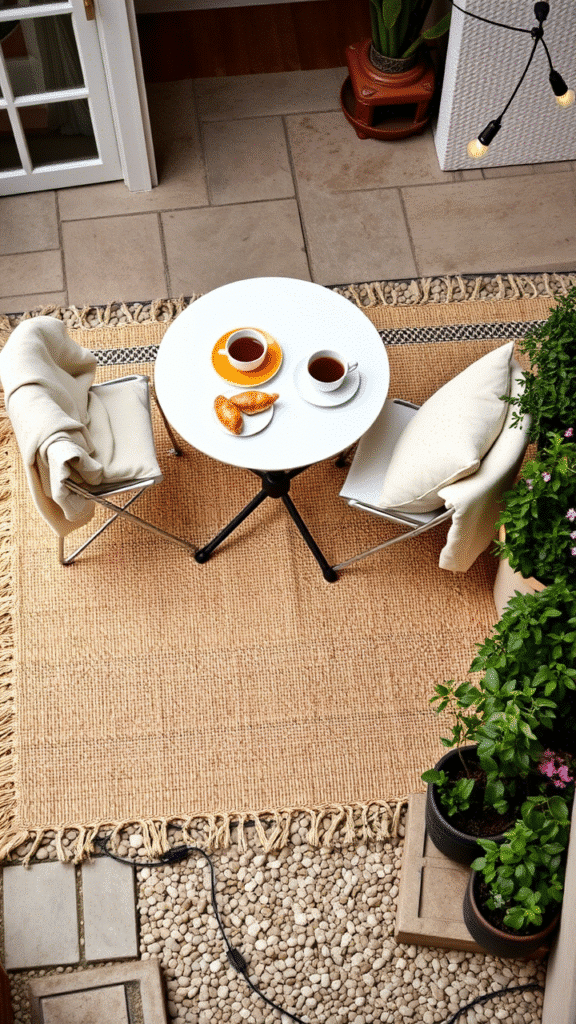 Bistro Set with a Rug