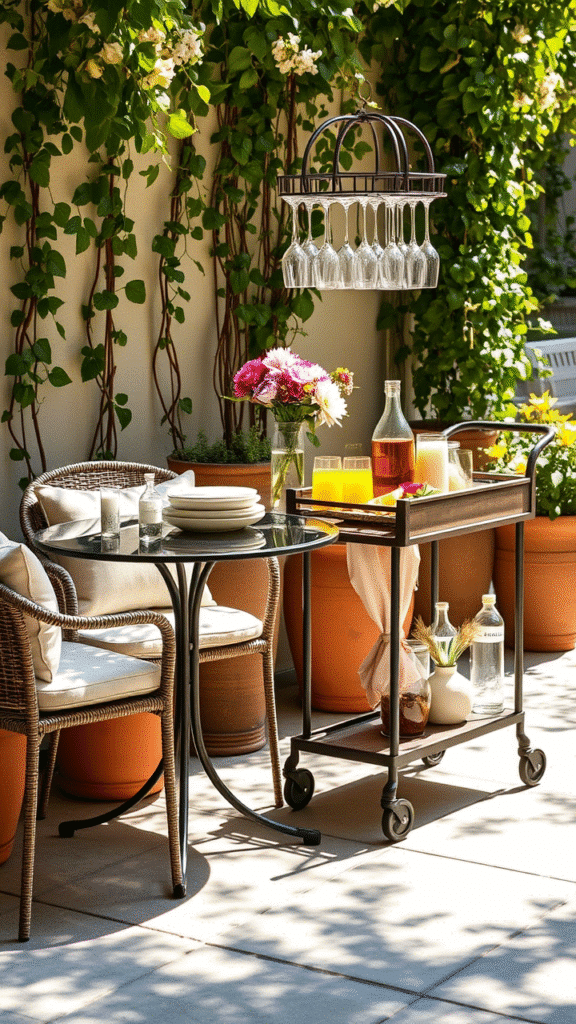Bistro Set with a Bar Cart