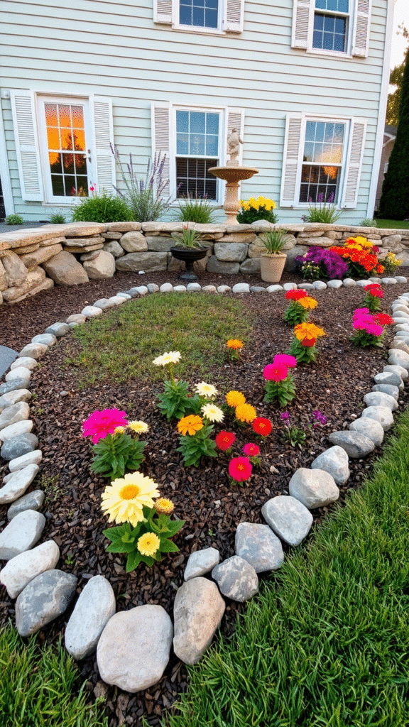 River Rock Flower Beds