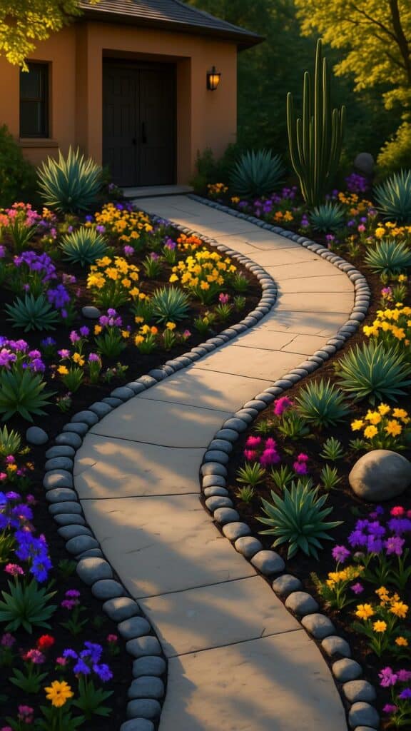 Rock Edged Flower Beds