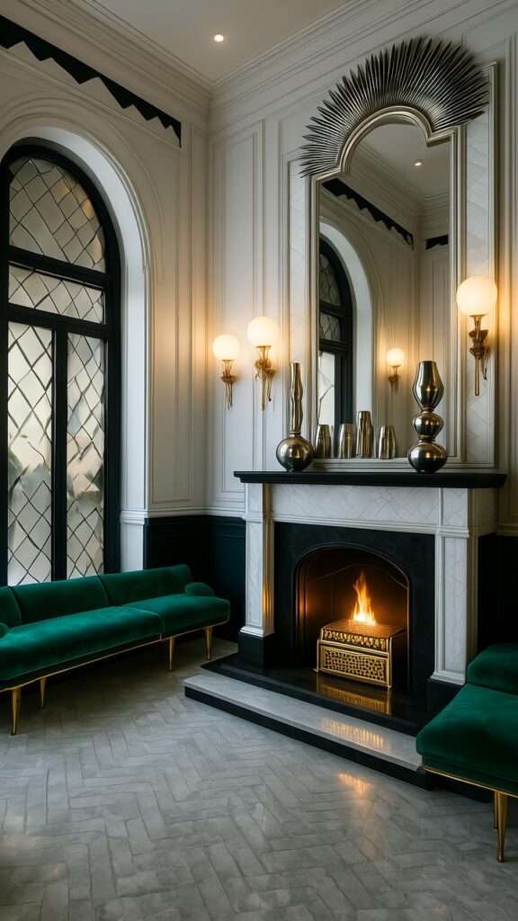19. Art Deco Glamour with Mirrored Surfaces