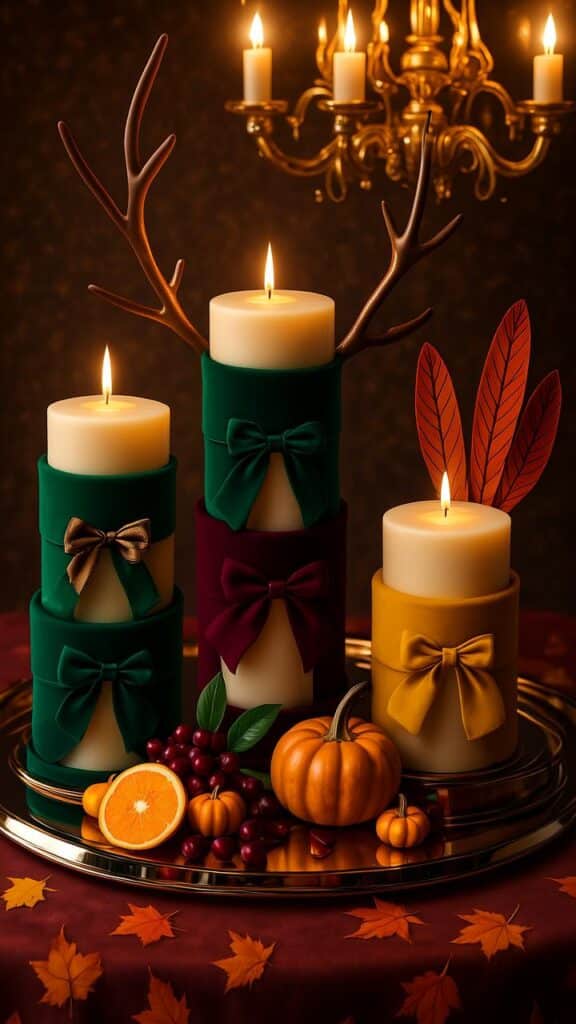 Plaid Ribbon Candle Holders