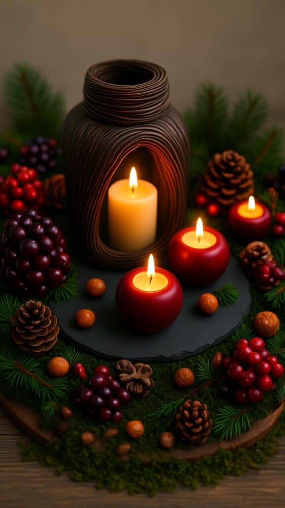 Candle Holders with Berries