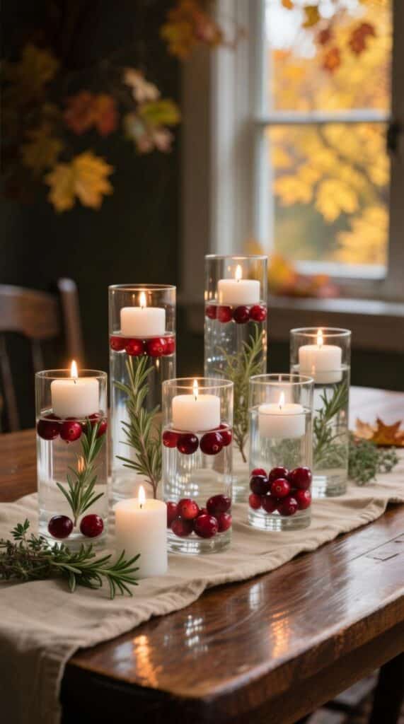 Floating Candle and Cranberry Vases