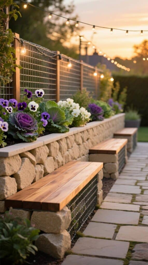 Gabion Planter with Seating Wall