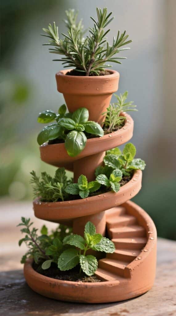 Herb spiral in pot