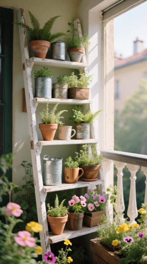 Tiered shelf balcony garden
