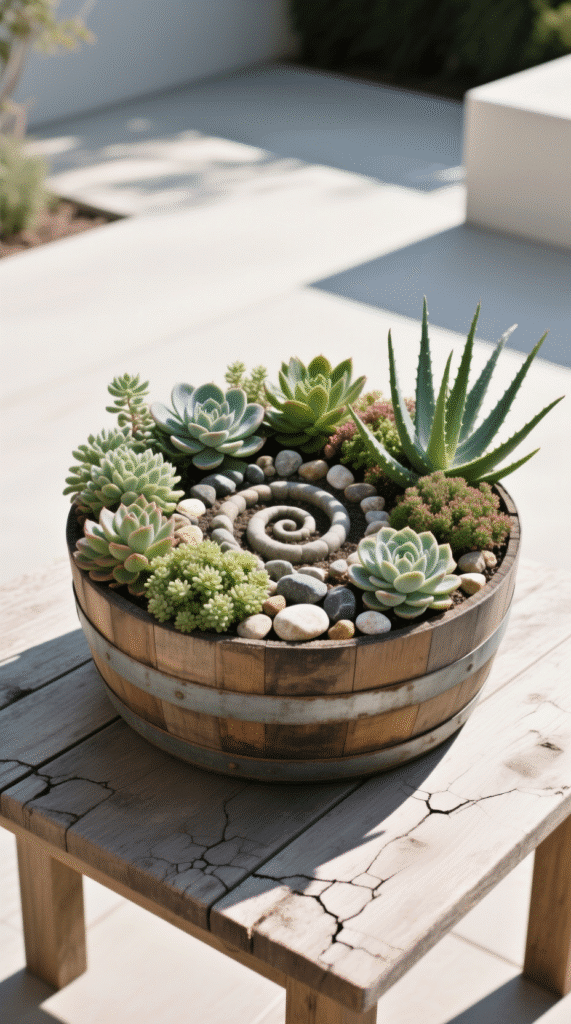 Succulent Barrel Display