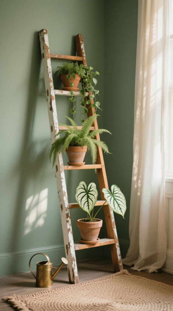 Wooden Ladder Stand
