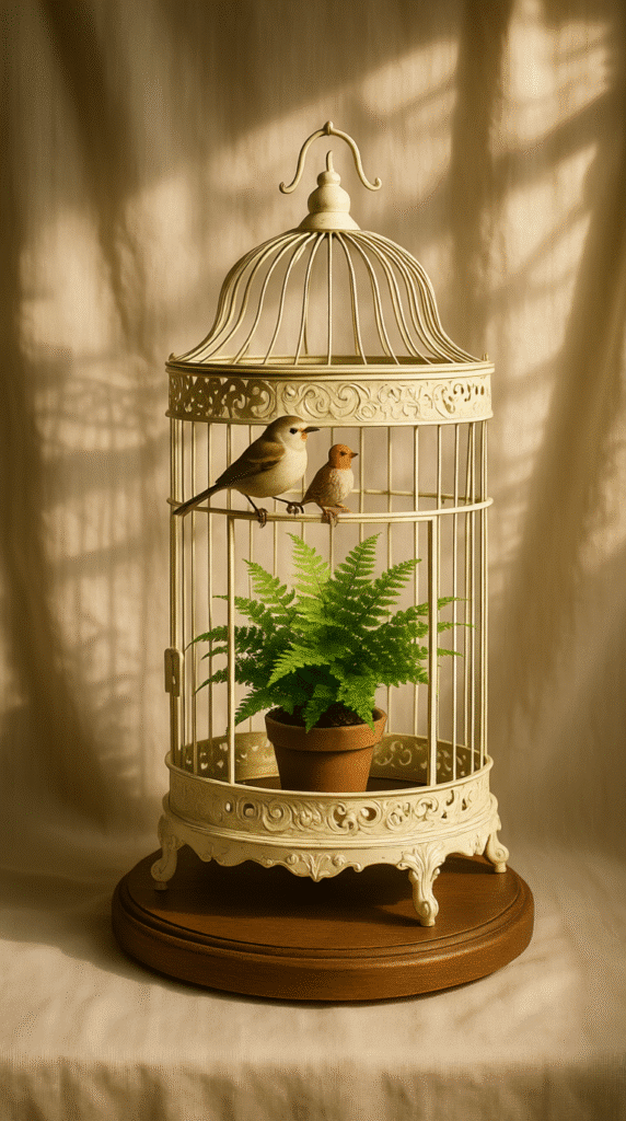 Repurposed Bird Cage Stand