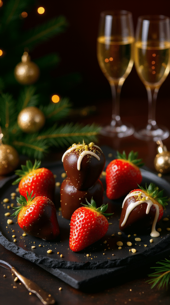 Chocolate-Dipped Strawberries with Gold Dust