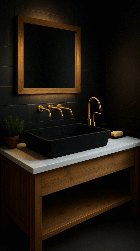 Black Concrete Trough Sink