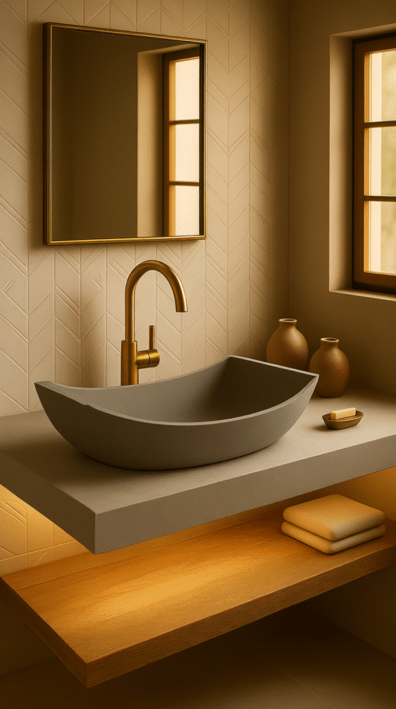 Concrete Trough with Brass Fixtures