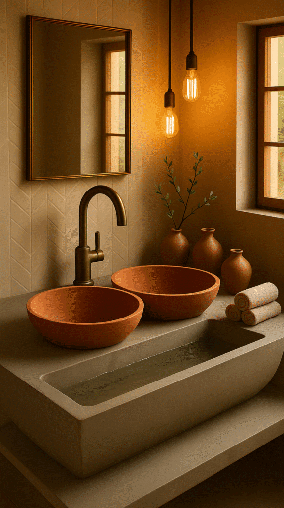 Concrete Trough with Vessel Basin