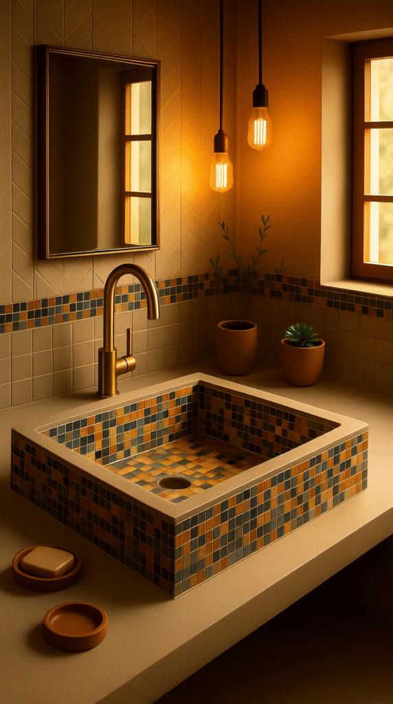 Concrete Trough with Mosaic Tiles